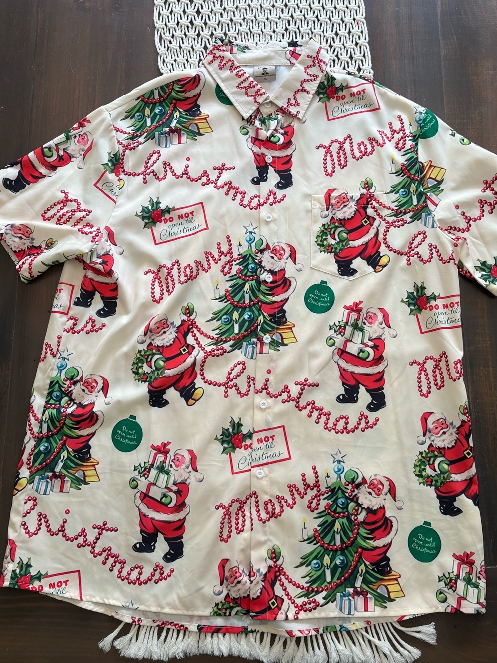 Aloha Hawaiian Christmas Santa button-down short sleeve shirt